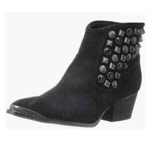 Chinese Laundry Black Suede Ankle Boot with Studs - size 9.5